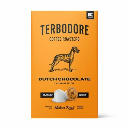 Terbodore Dutch Chocolate Capsules box - front view