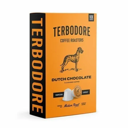 Terbodore Dutch Chocolate Capsules box - side view