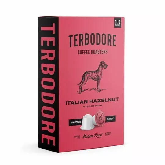 Terbodore Italian Hazelnut Capsules box - side view