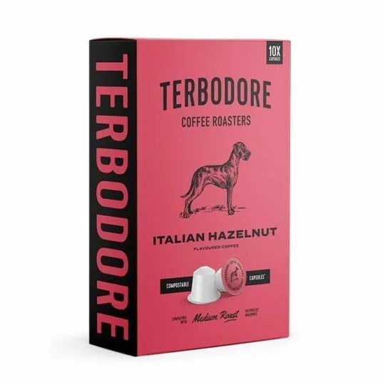 Terbodore Italian Hazelnut Capsules box - side view