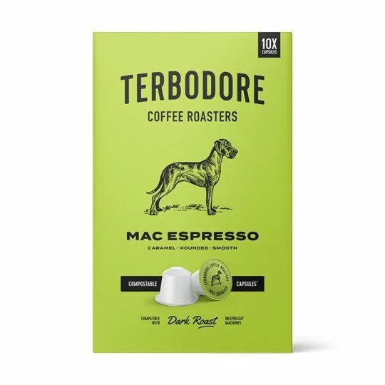 Mac Espresso Capsule box - front view - Terbodore Coffee