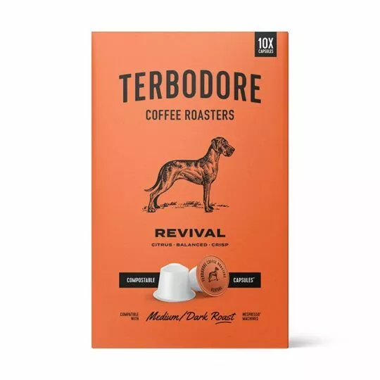 Revival Capsules box - front view - Terbodore Coffee