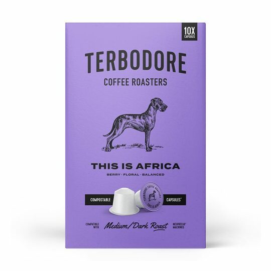 This is Africa Capsules box - front view - Terbodore Coffee