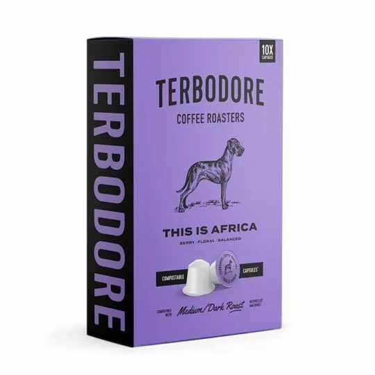 This is Africa Capsules box - side view - Terbodore Coffee