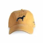 Washed Mustard Classic Cap from front with Great Dane Dog - Terbodore