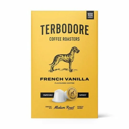 Front packaging of French Vanilla Flavoured Capsules - Terbodore