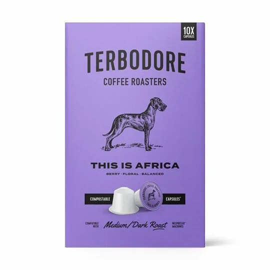 Front packaging of This Is Africa Flavoured Capsules - Terbodore