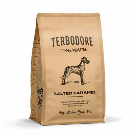 Terbodore Salted Caramel Coffee pack - side