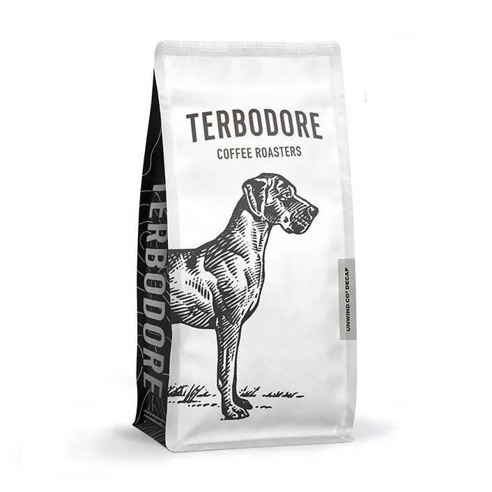 Terbodore Unwind Decaf Coffee 1kg pack - side